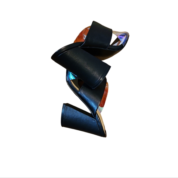 Leith Black Leather Heeled Mules Sz 6 - Picture 2 of 4